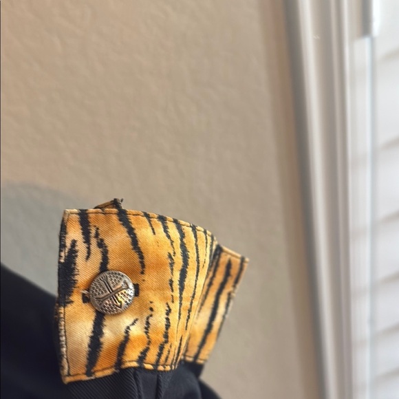 Banjo Vintage Western Tiger Print Fringe Rodeo Women's Top Dallas - Picture 5 of 8